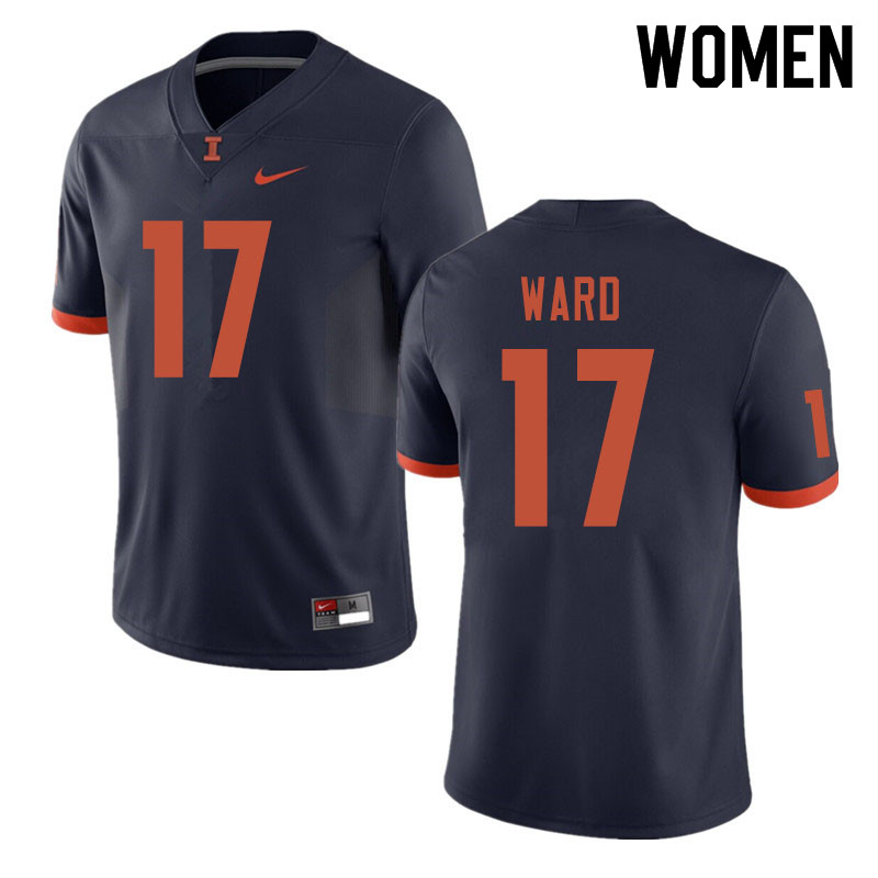 Women #17 Jihad Ward Illinois Fighting Illini College Football Jerseys Sale-Navy